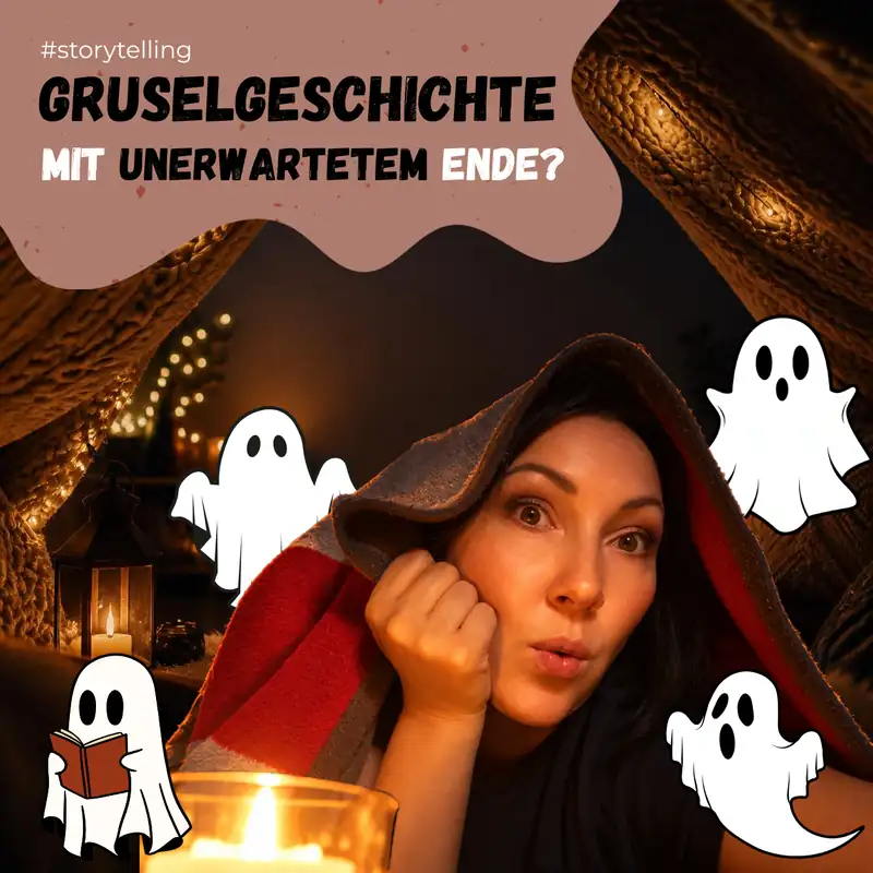 Olga Anna Oswald unter einer Decke mit Kerze und Geistern – Gruselgeschichte mit unerwartetem Ende